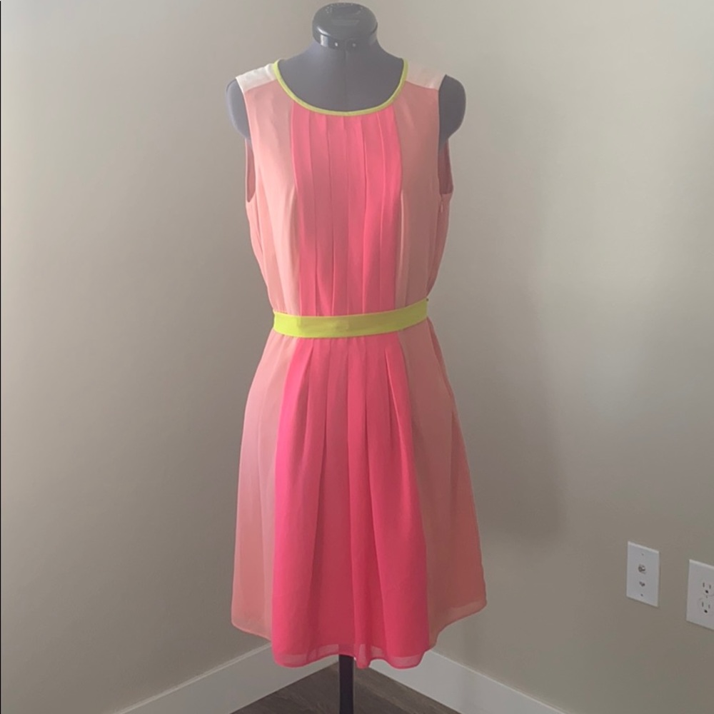 Loft Pink and Lime Green Dress